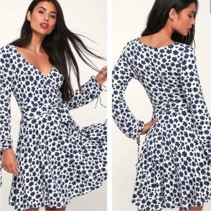 Free People Pradera Wrap Dress Cream Combo XS NWT long sleeve